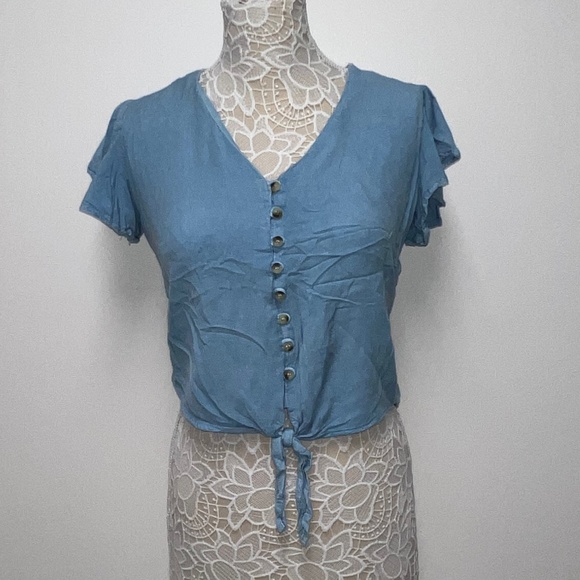 Soft Jean Crop Top MEDIUM - Picture 1 of 5